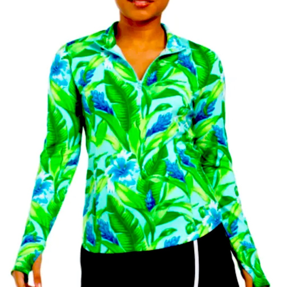 Tommy Bahama Golf & Tennis 1/3 Zip Tropical Floral Pullover Jacket Sz M NWT